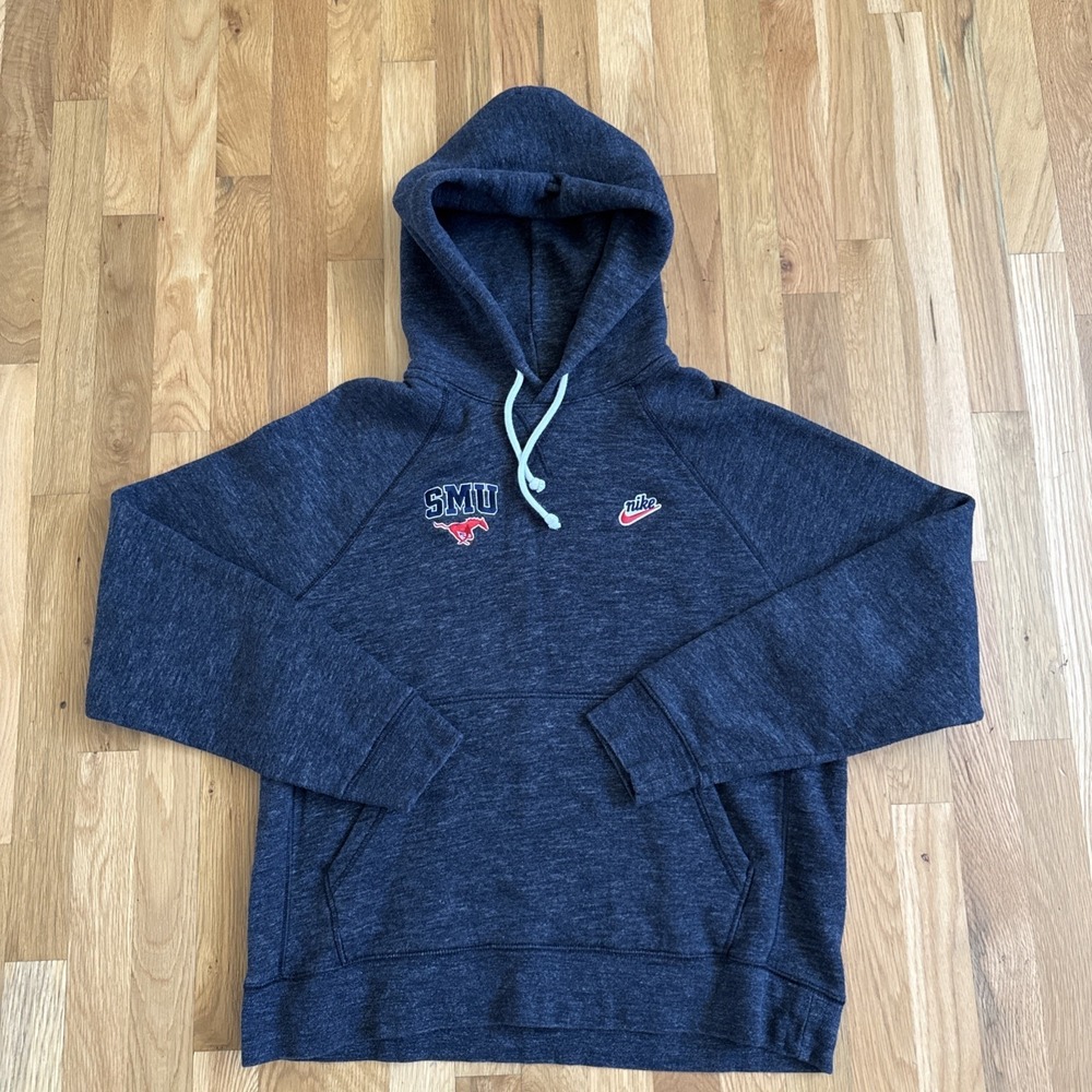 NWOT Nike SMU Mustangs Hoodie Mens Large Gray over Sweatshirt Embroiderd Swoosh